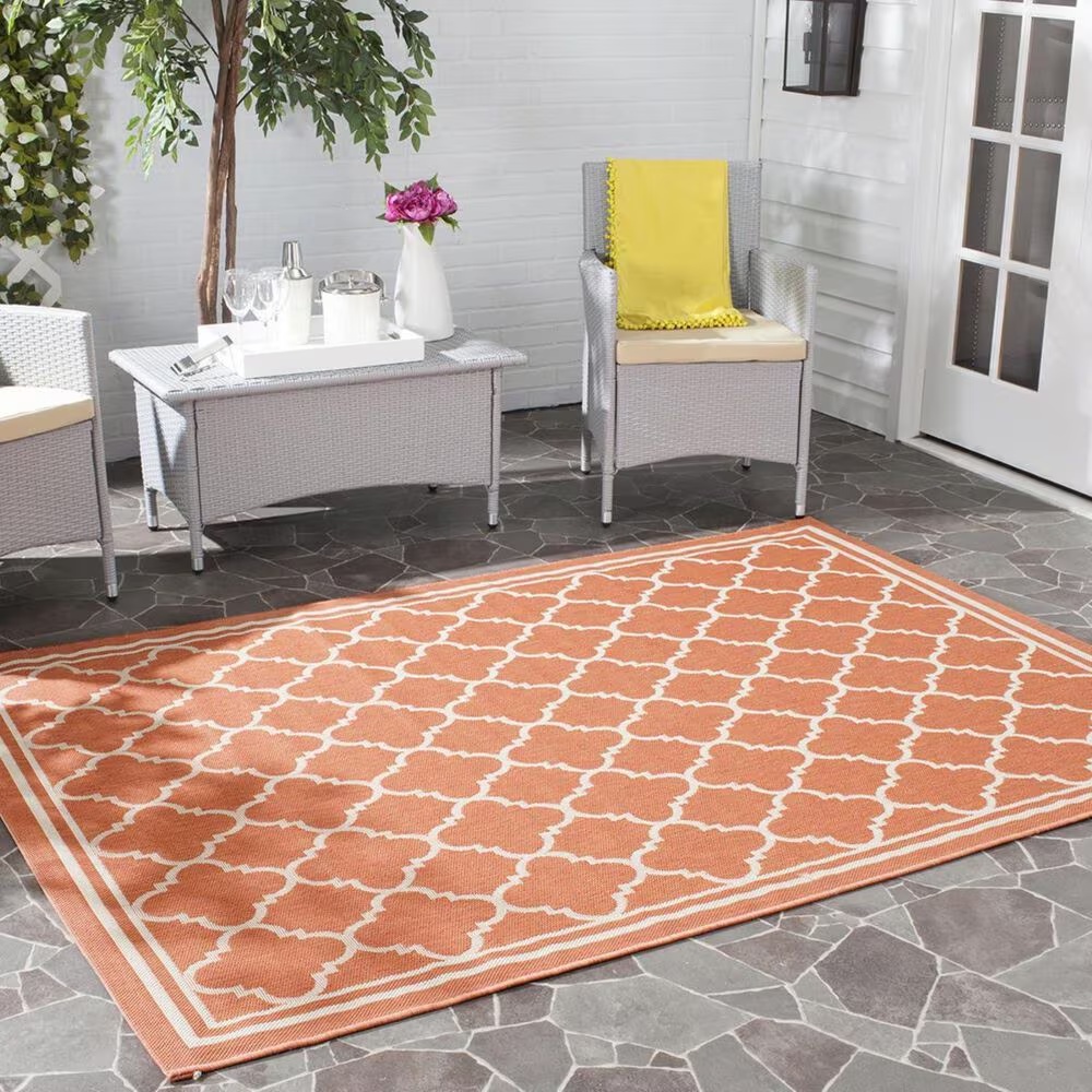 Safavieh Courtyard Indoor/Outdoor CY6918-241-5 5'3" x 7'7" Terracotta/Bone Area Rug
