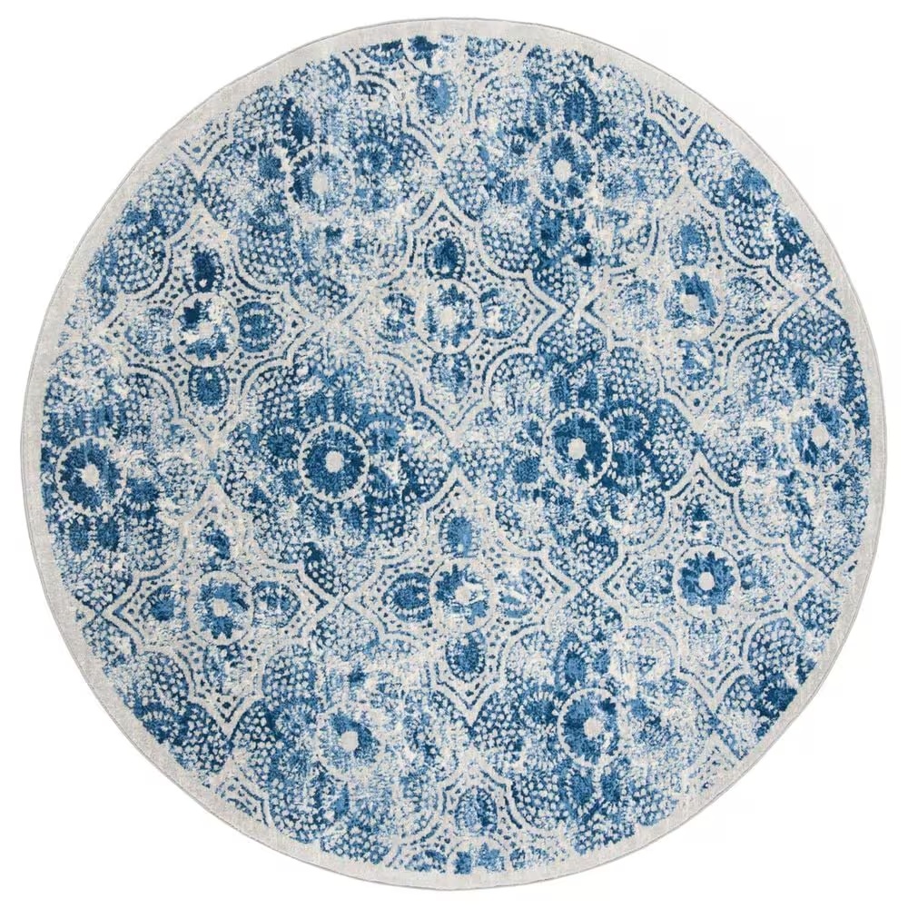 Safavieh Martha Stewart Floral 6'7" Round Cream and Blue Area Rug