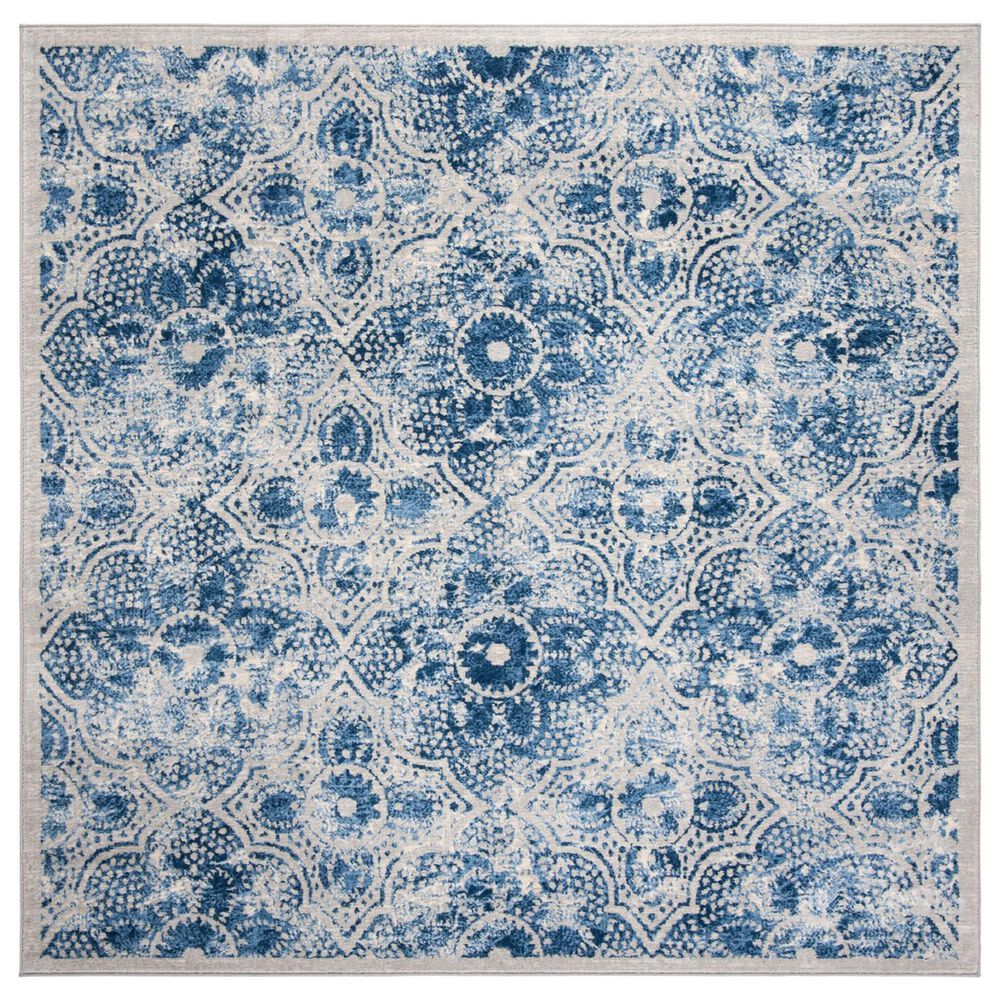 Safavieh Martha Stewart Floral 6'7" Square Cream and Blue Area Rug