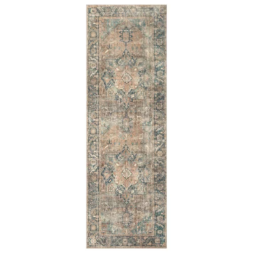 Loloi II Margot 2'6" x 7'6" Terracotta and Lagoon Runner