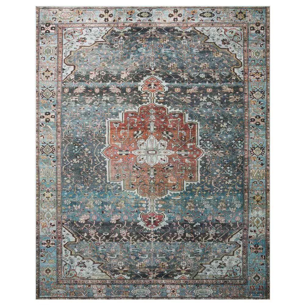 Loloi II Margot 7'6" x 9'6" Ocean and Brick Area Rug