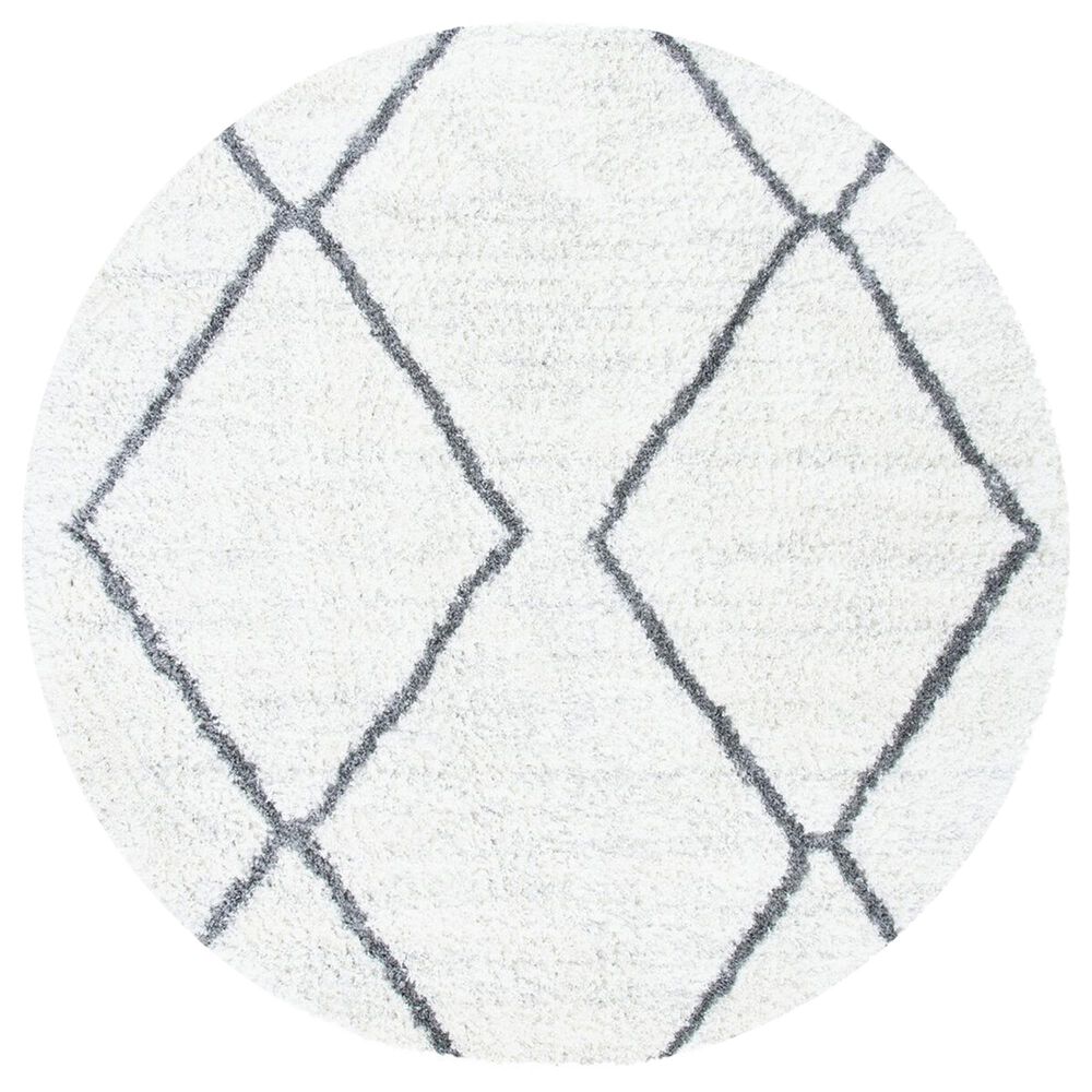 Safavieh August Shag 6'7" Round Ivory and Grey Area Rug