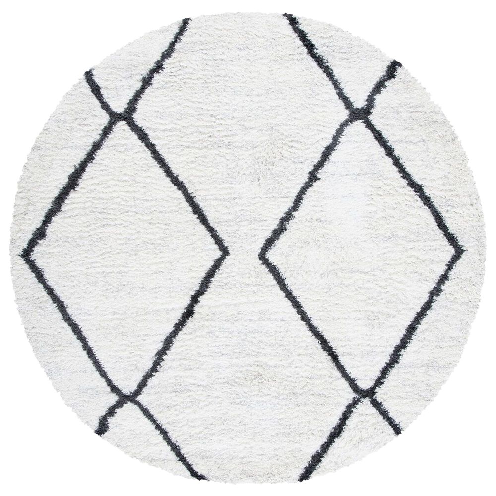 Safavieh August Shag 6'7" Round Ivory and Dark Grey Area Rug