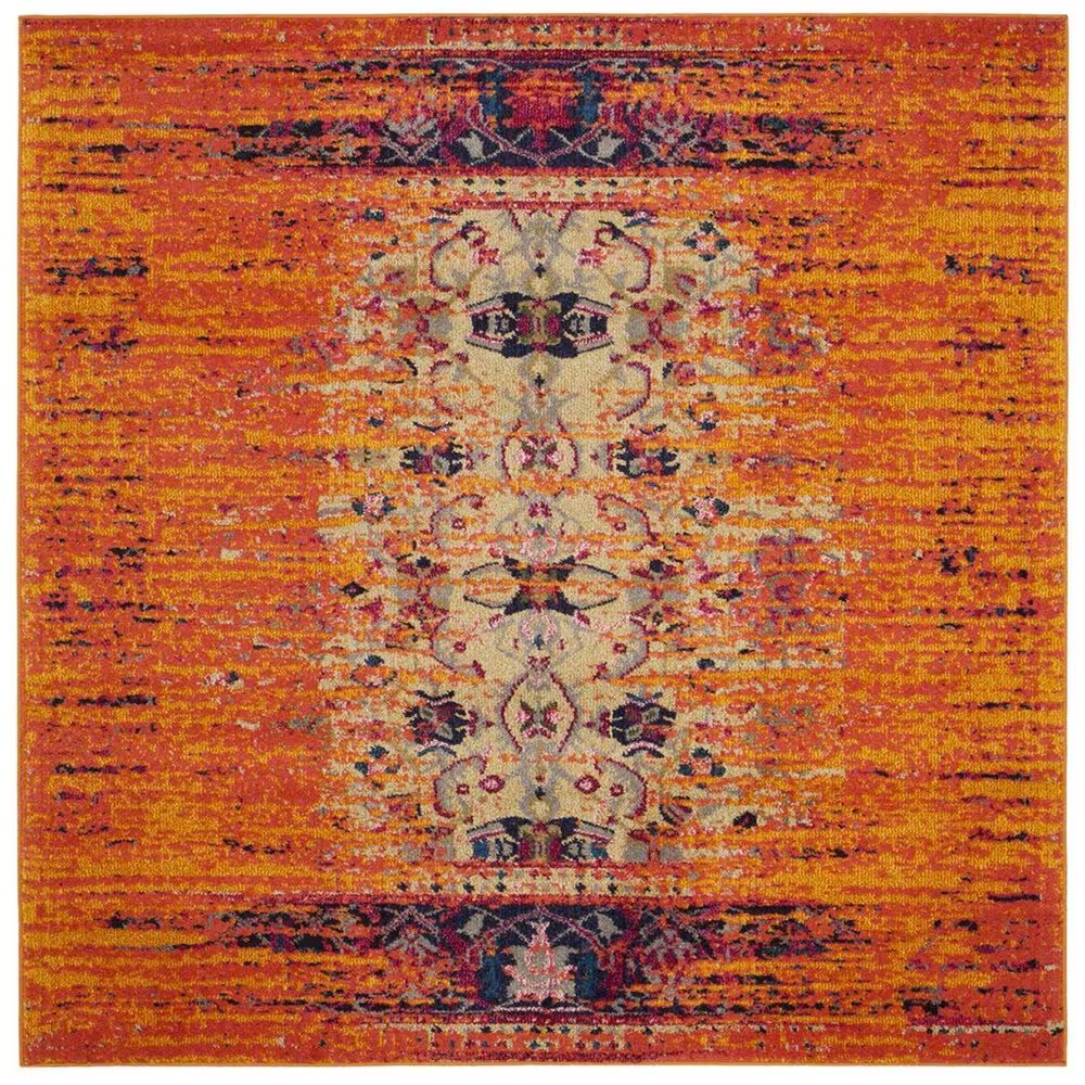 Safavieh Monaco MNC209H-5SQ 5' Square Orange/Multi Area Rug