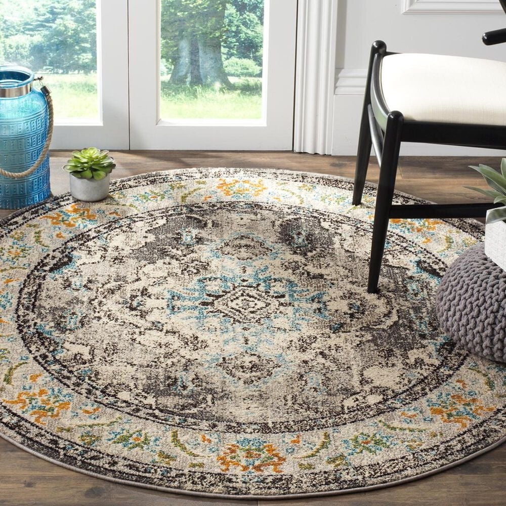 Safavieh Monaco MNC243G-5R 5' Round Grey/Light Blue Area Rug