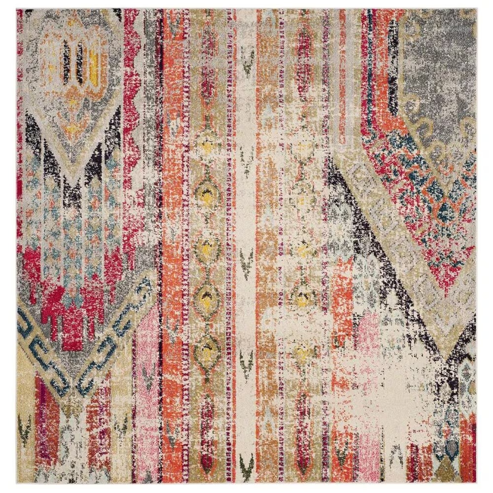 Safavieh Monaco MNC222G-4SQ 4' Square Light Grey/Multi Area Rug