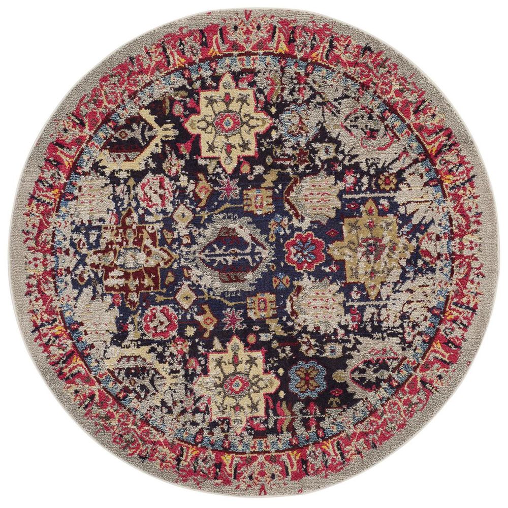 Safavieh Monaco MNC206G-5R 5' Round Grey/Multi Area Rug