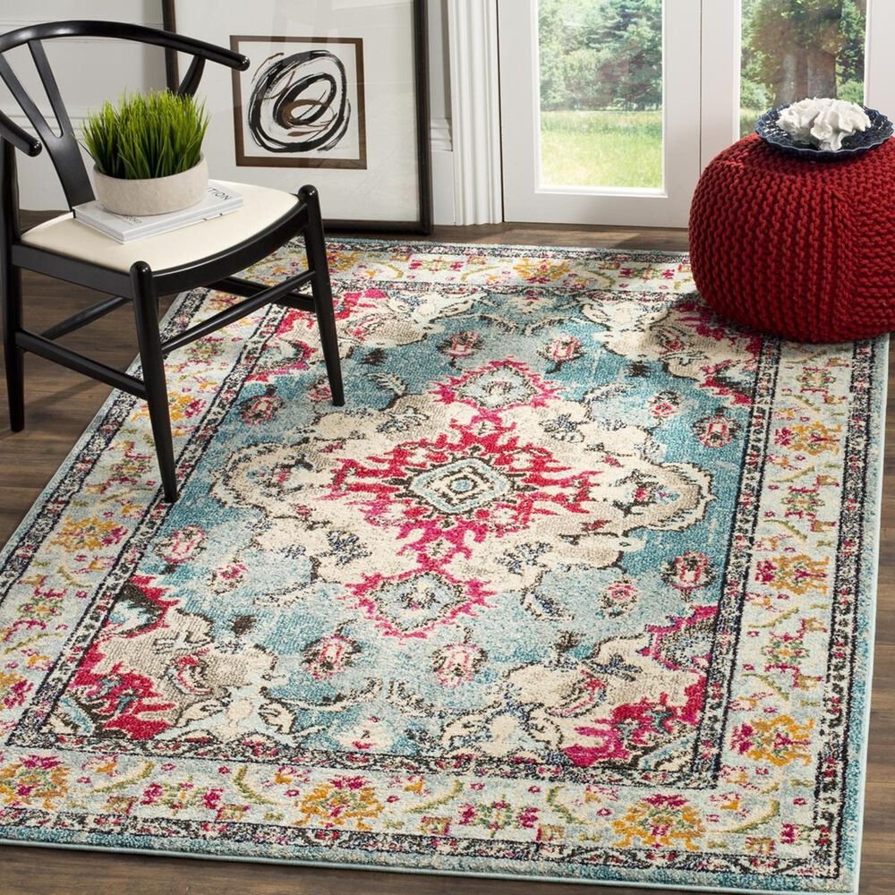 Safavieh Monaco MNC243J-5 5'1" x 7'7" Light Blue/Fuchsia Area Rug