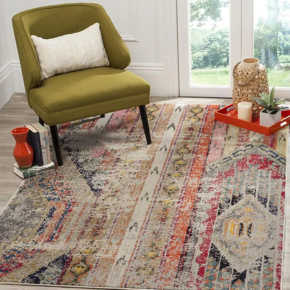 Safavieh Monaco MNC222G-3 3' x 5' Light Grey/Multi Area Rug