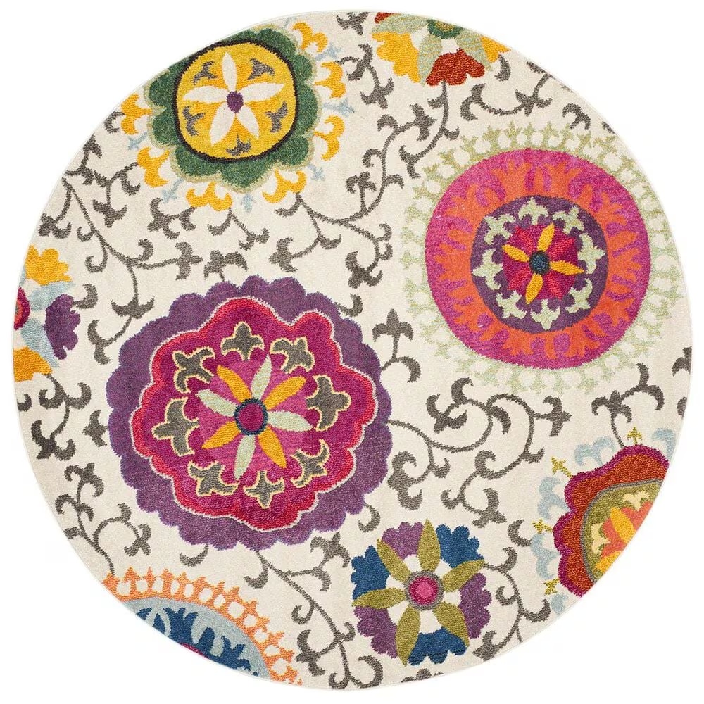 Safavieh Monaco MNC233A-5R 5' Round Ivory/Multi Area Rug