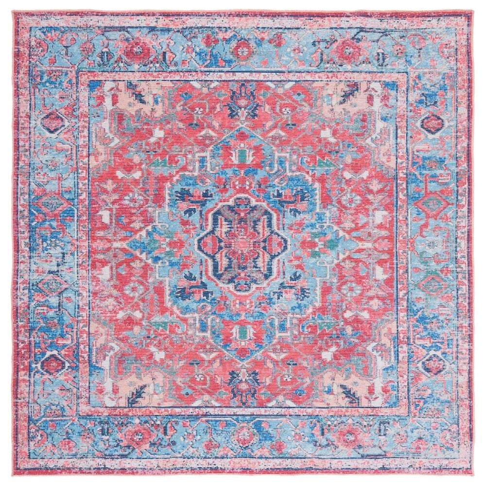 Safavieh SerapiTraditional 6'7" Square Light Blue and Red Area Rug