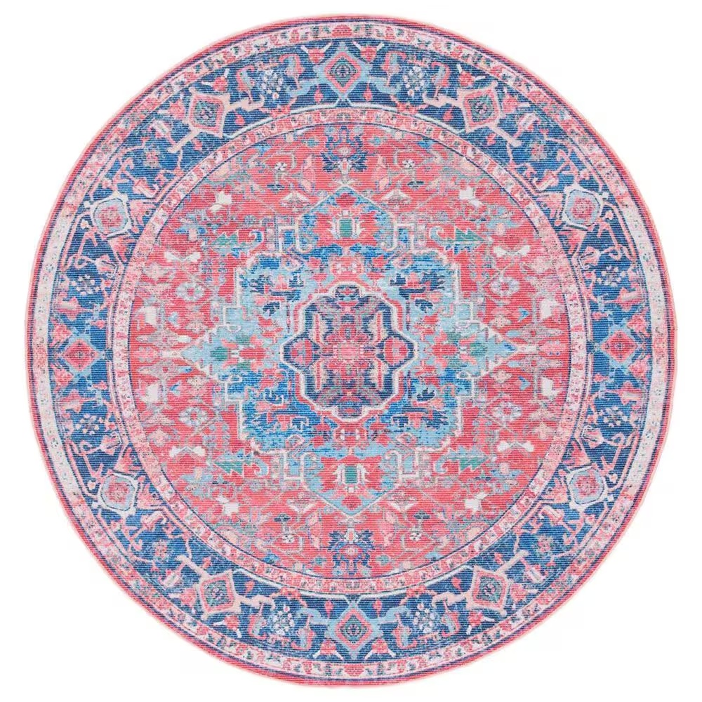 Safavieh Serapi SEP518 6'7" Round Navy and Red Area Rug