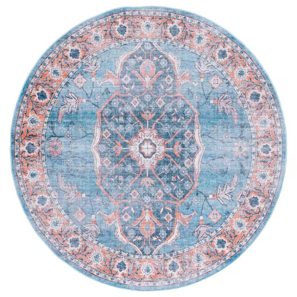 Safavieh Serapi 6'7" Round Blue and Orange Area Rug