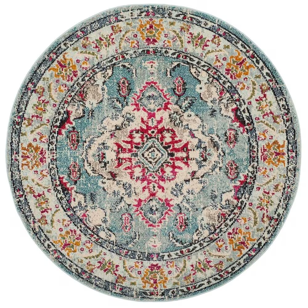 Safavieh Monaco MNC243J-5R 5' Round Light Blue/Fuchsia Area Rug