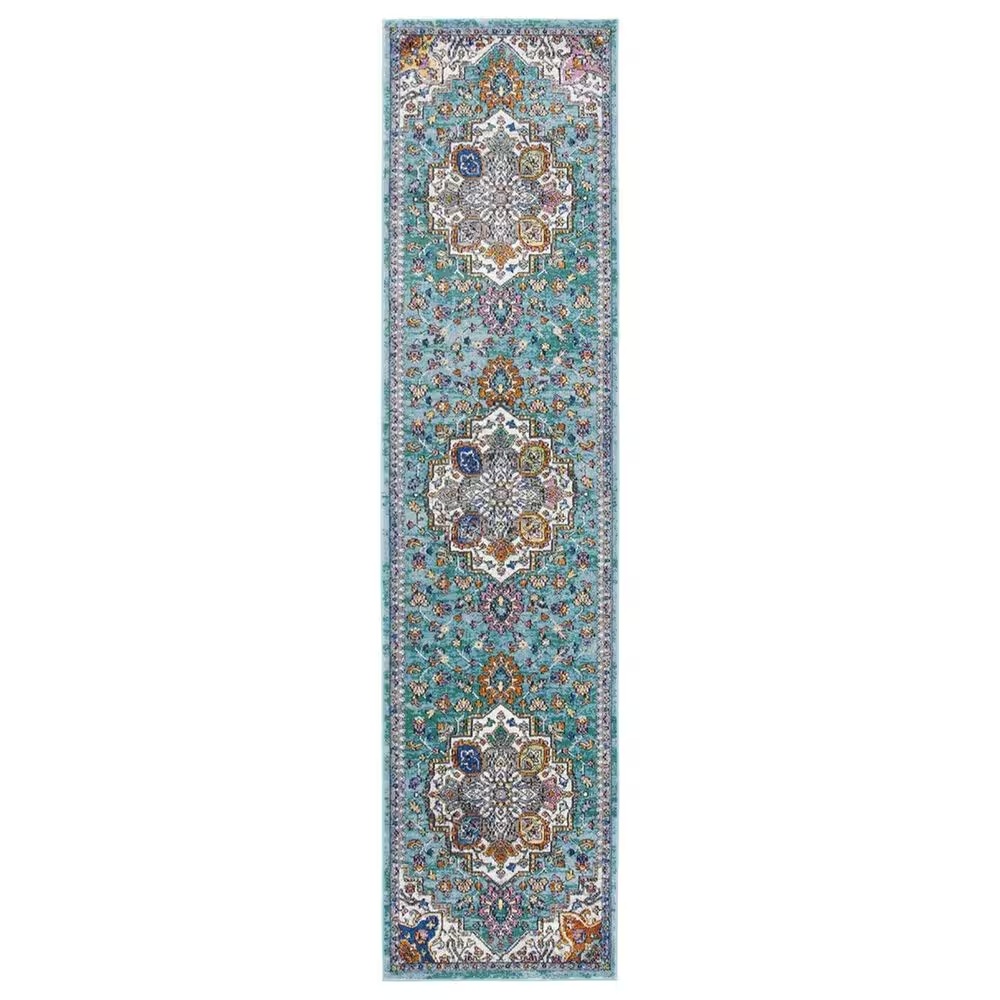 Safavieh Aria 2' x 8' Turquoise and Ivory Runner