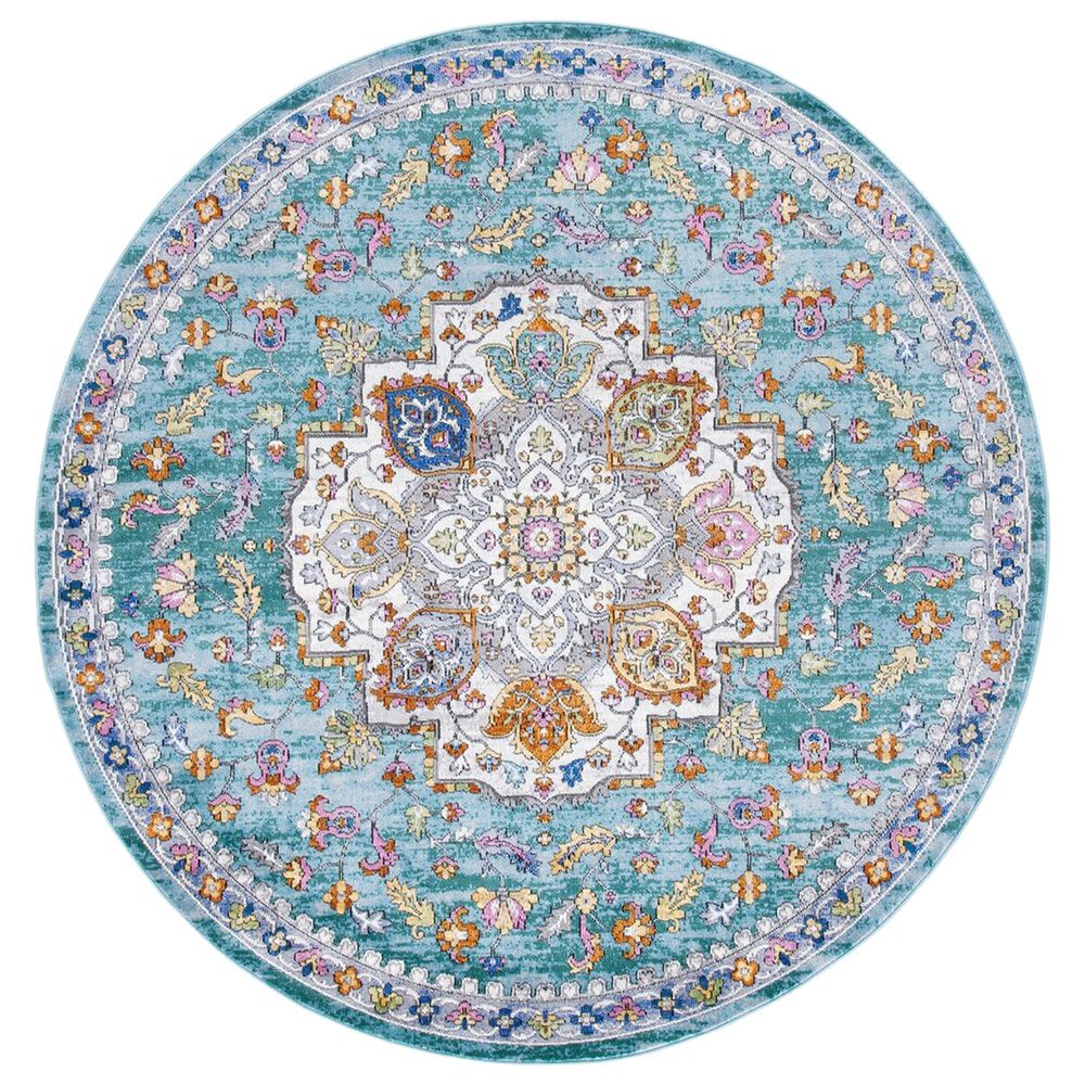Safavieh Aria 6'6" Round Turquoise and Ivory Area Rug