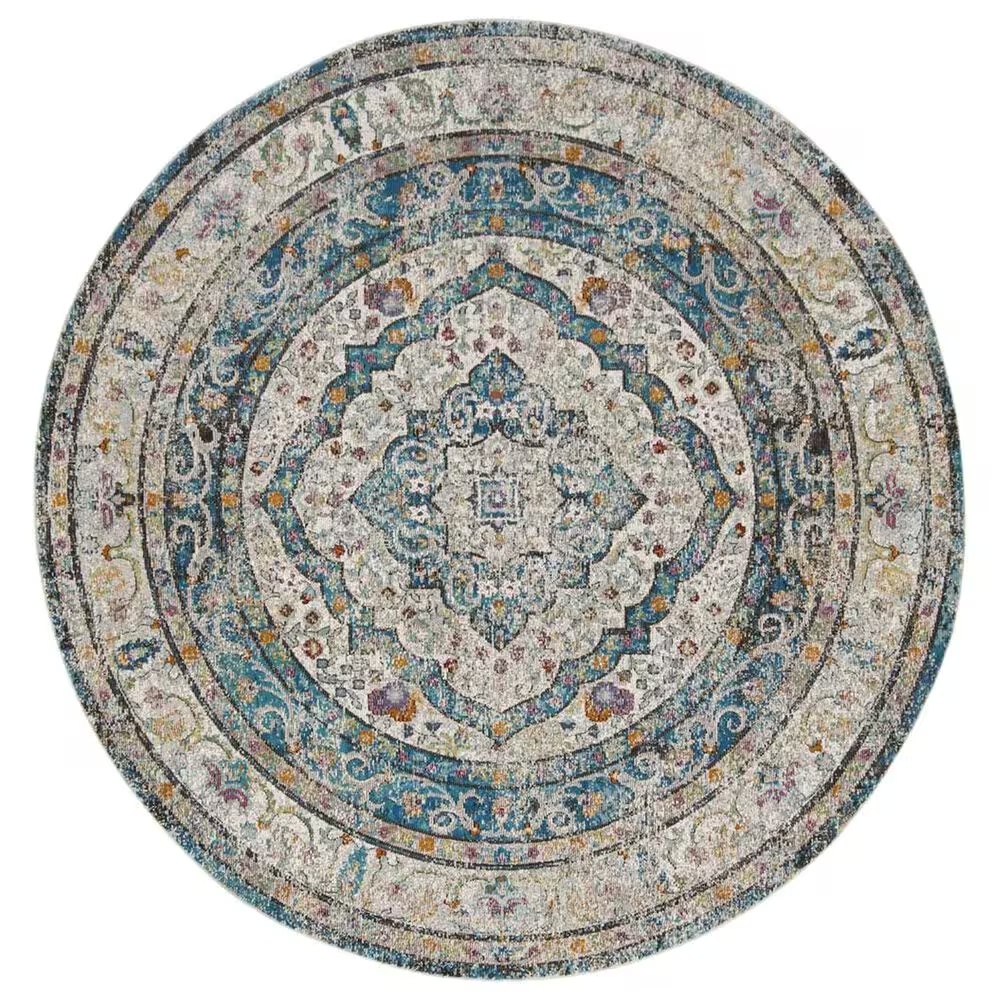 Safavieh Aria ARA106E 6'6" Round Beige and Blue Area Rug