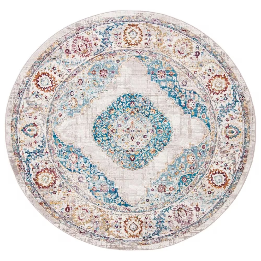 Safavieh Aria ARA116A 6'6" Round Blue and Ivory Area Rug