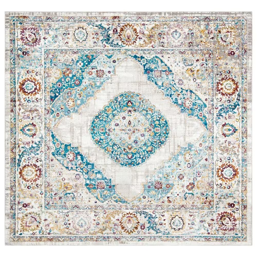 Safavieh Aria ARA116A 6'6" Square Blue and Ivory Area Rug