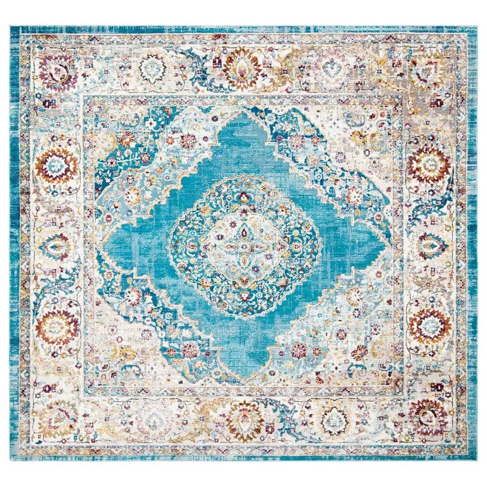 Safavieh Aria ARA116M 6'6" Square Blue and Ivory Area Rug