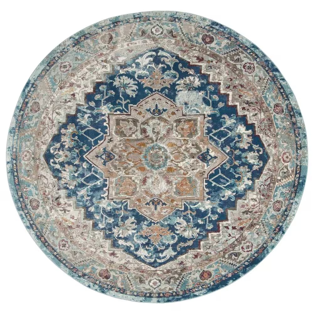 Safavieh Aria 6'6" Round Blue and Beige Area Rug