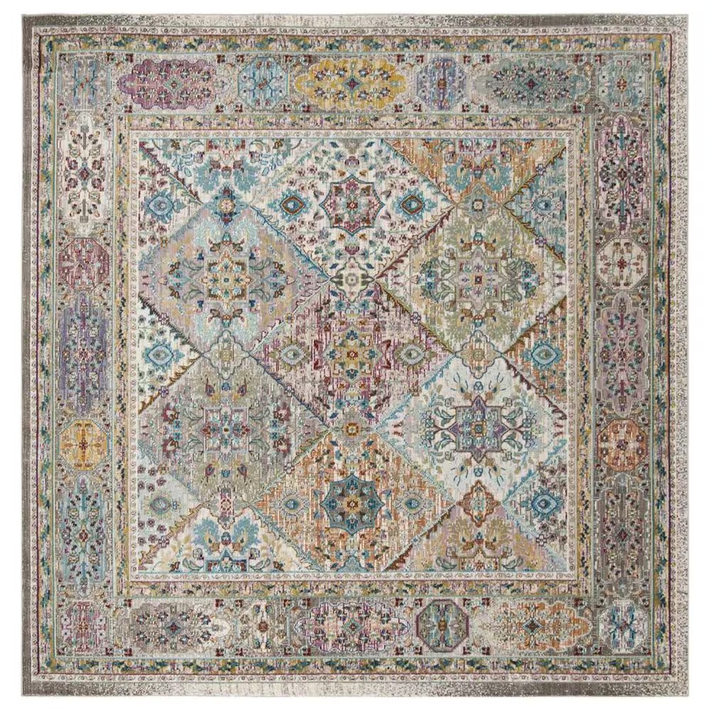 Safavieh Aria ARA127C 6'6" Square Cream and Multicolor Area Rug