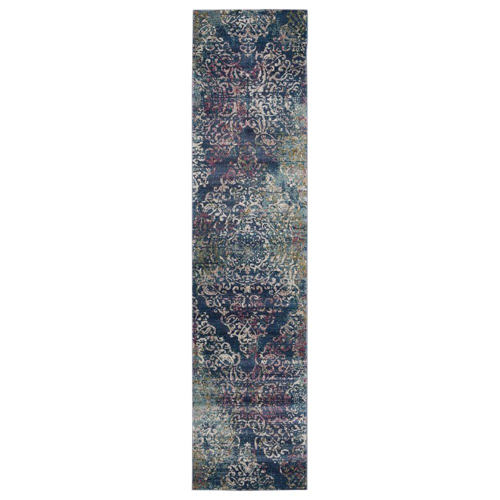 Safavieh Aria Damask 2' x 8' Blue and Multicolor Runner