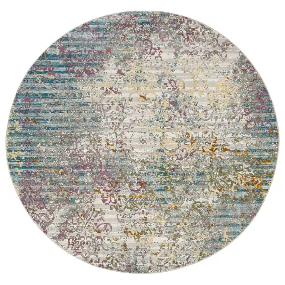 Safavieh AriaDamask 6'6" Round Cream and Multicolor Area Rug