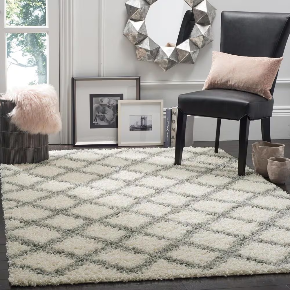 Safavieh Dallas Shag SGD258F-3 3' x 5' Ivory/Grey Area Rug