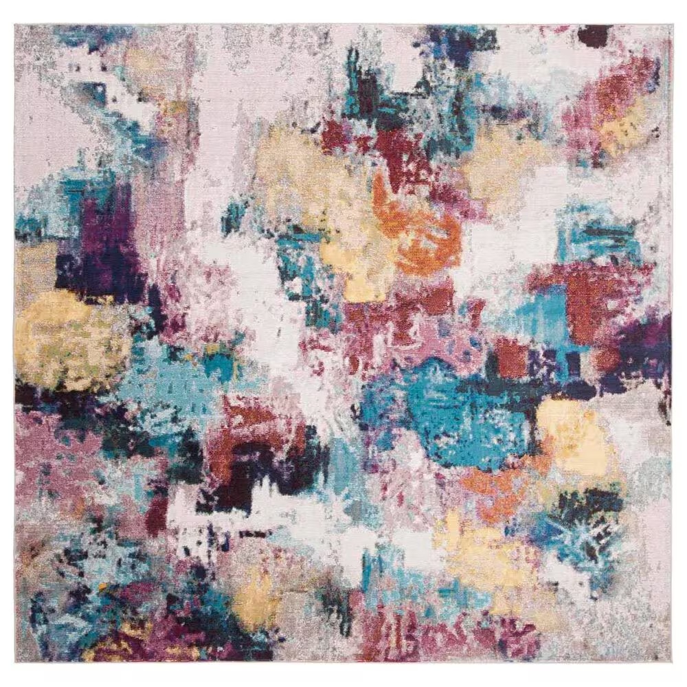 Safavieh Aria 6'6" Square Grey and Wine Area Rug