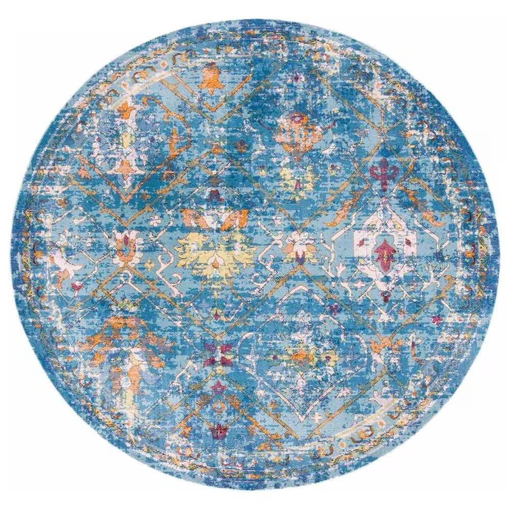 Safavieh Aria Oriental 6'6" Round Blue and Multicolor Area Rug