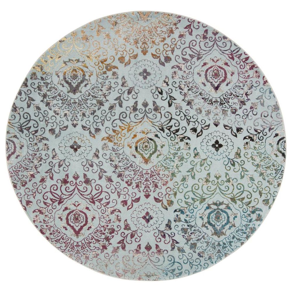 Safavieh Aria ARA172B 6'6" Round Blue and Multicolor Area Rug