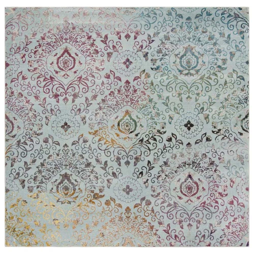 Safavieh Aria ARA172B 6'6" Square Blue and Multicolor Area Rug