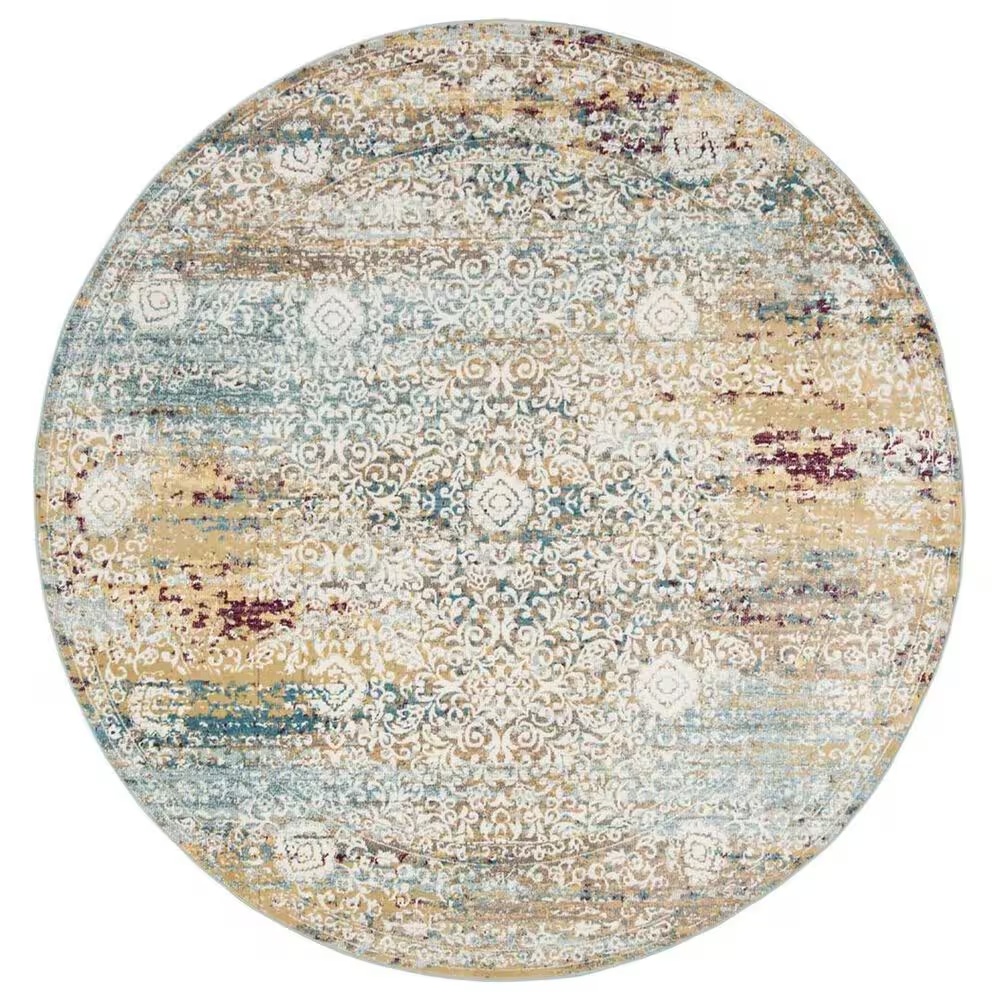 Safavieh Aria 6'6" Round Yellow and Cream Area Rug