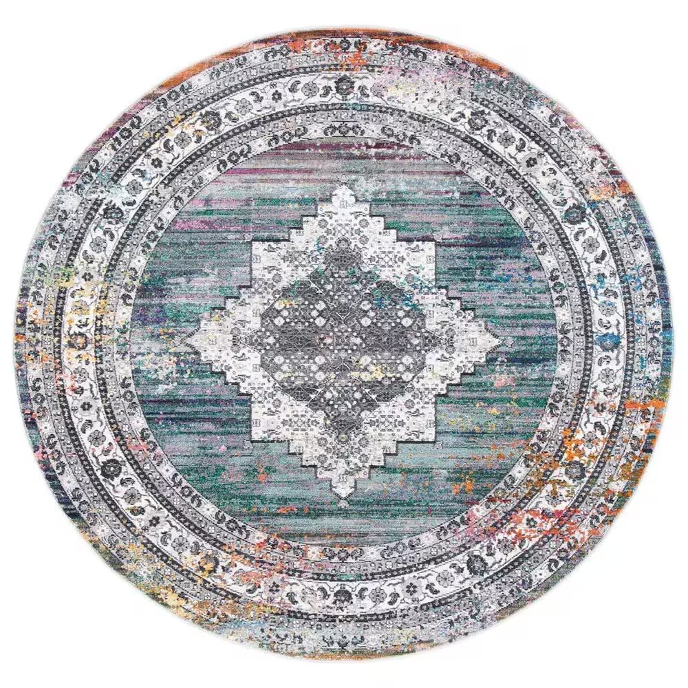 Safavieh Aria Southwestern 6'6" Round Ivory and Blue Area Rug