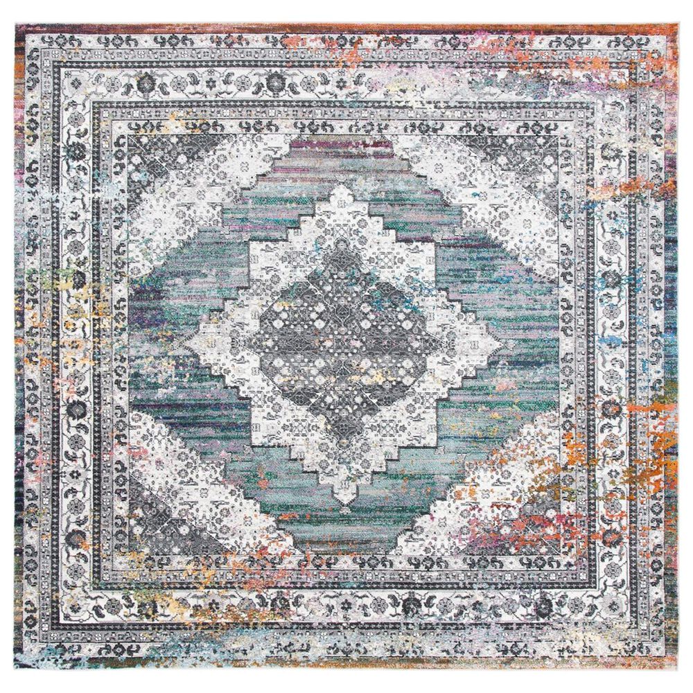 Safavieh Aria Southwestern 6'6" Square Ivory and Blue Area Rug