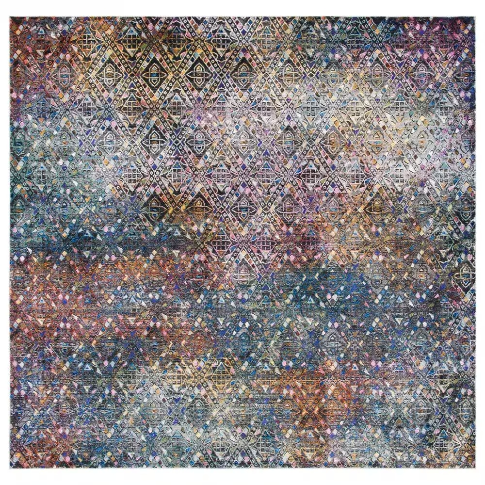 Safavieh Aria 6'6" Square Blue and Ivory Area Rug