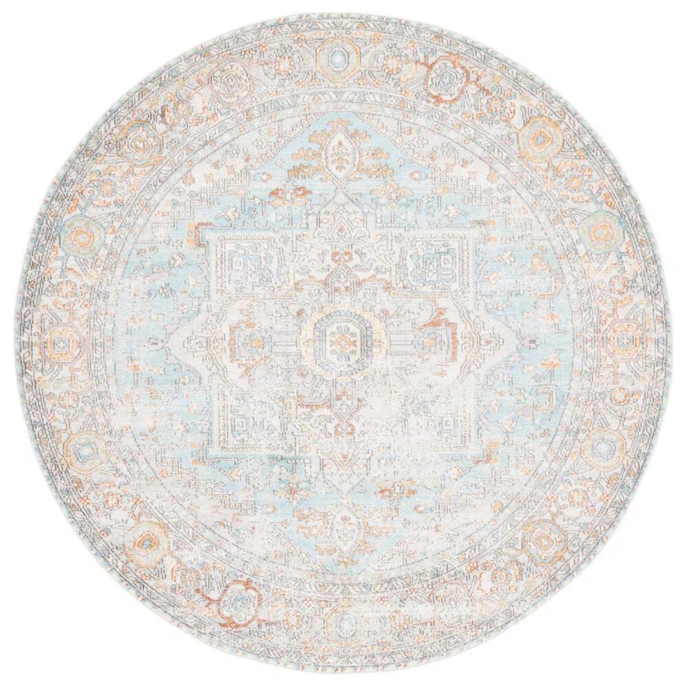 Safavieh Aria 6'7" Round Aqua and Beige Area Rug