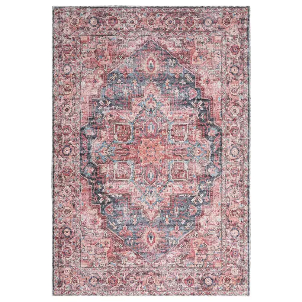 57 Grand by Nicole Curtis Series 1 2' x 6' Brick Red and Blue Runner