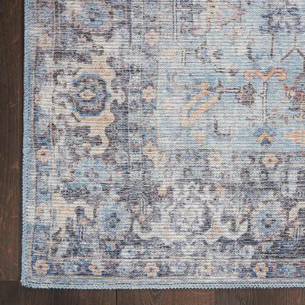 57 Grand by Nicole Curtis Series 1 2' x 6' Light Grey and Blue Runner