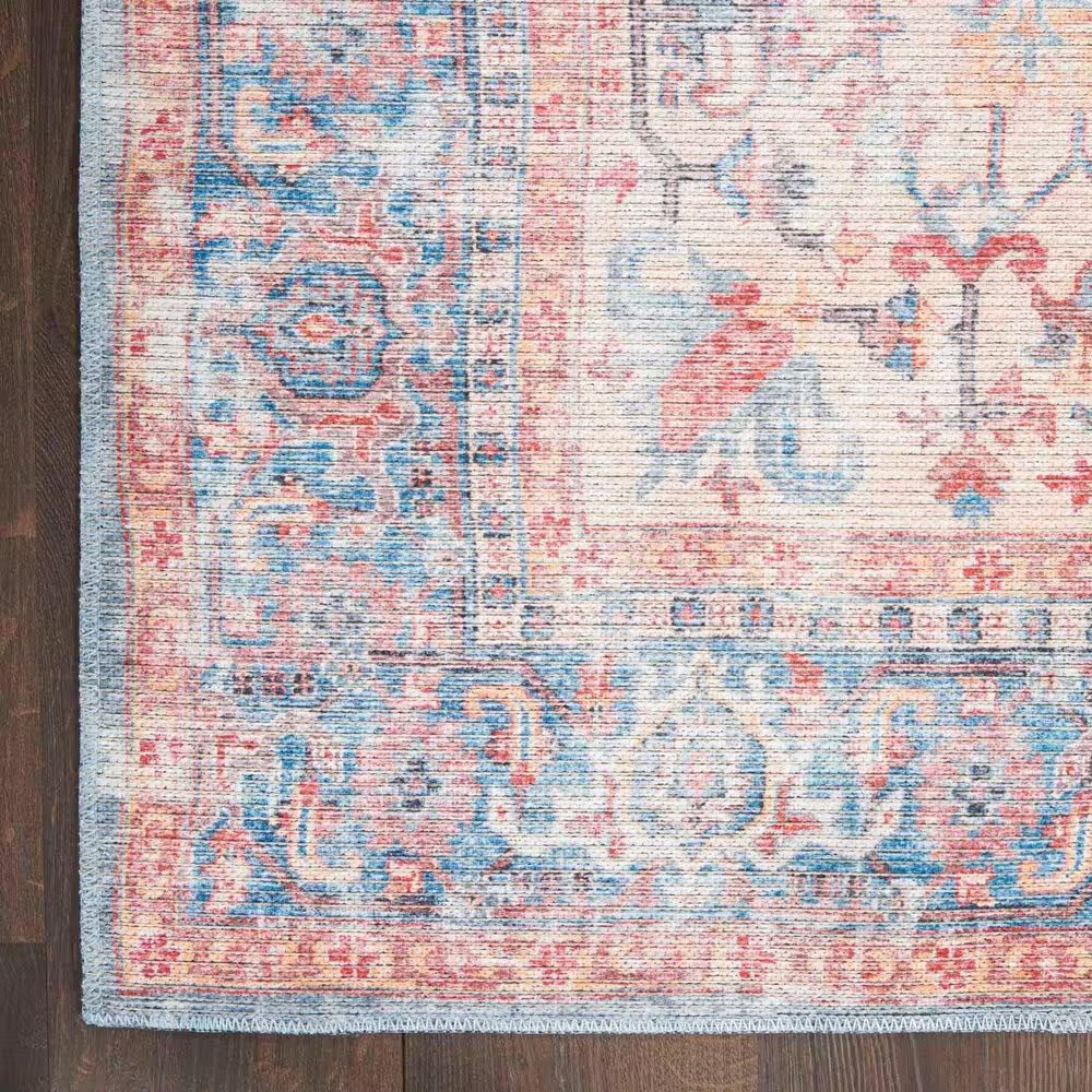 57 Grand by Nicole Curtis Series 1 2' x 6' Blue, Ivory and Red Runner