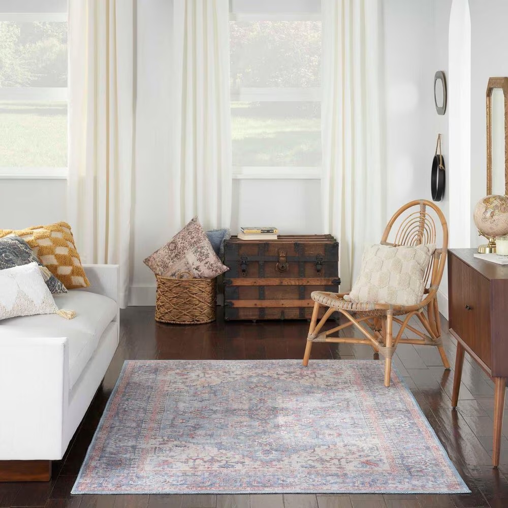 57 Grand by Nicole Curtis Series 1 4' x 6' Blue, Ivory and Red Area Rug