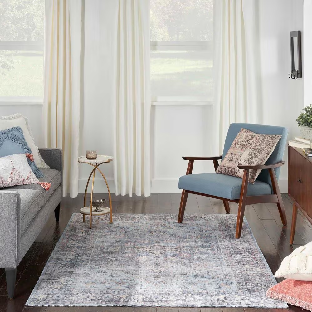 57 Grand by Nicole Curtis Series 1 5'3" x 7'3" Light Grey and Blue Area Rug