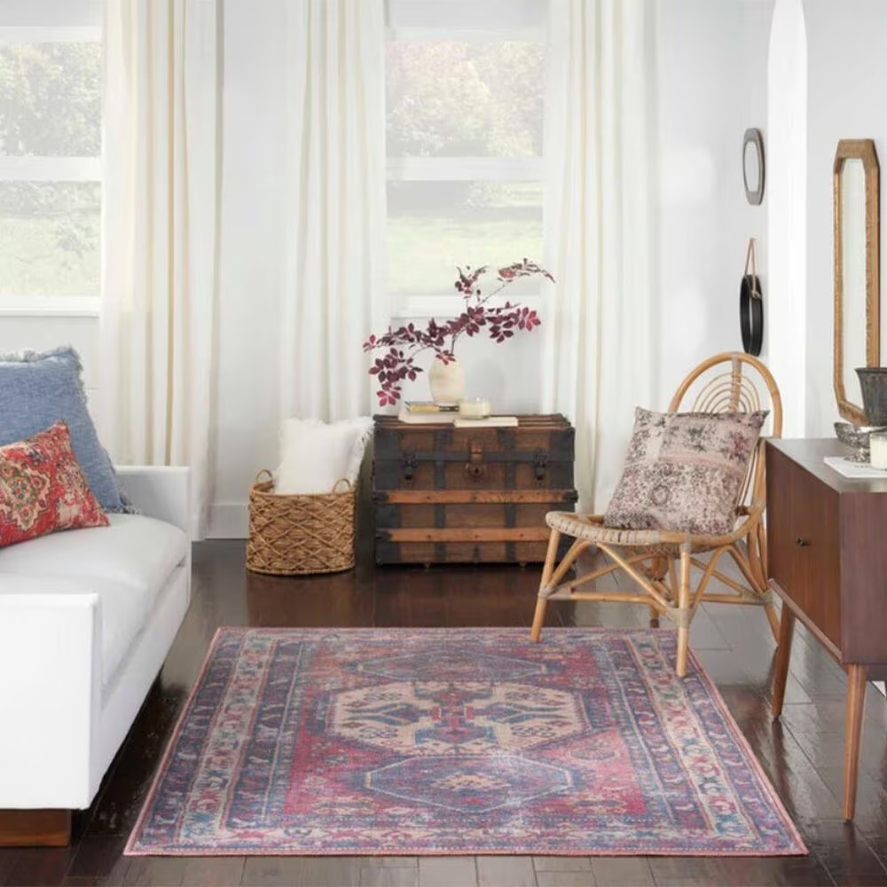 57 Grand by Nicole Curtis Series 1 2' x 6' Red, Beige and Navy Runner