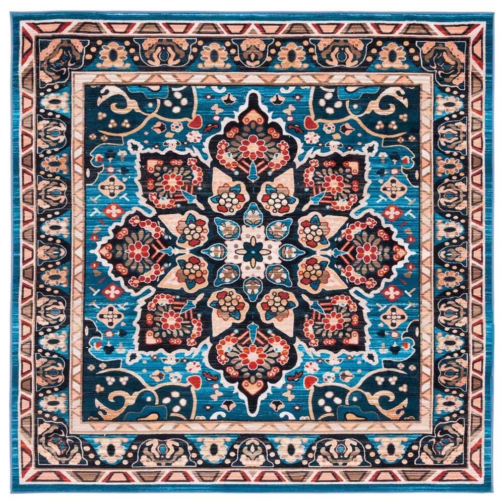 Safavieh Riviera 6'7" Square Blue and Black Area Rug