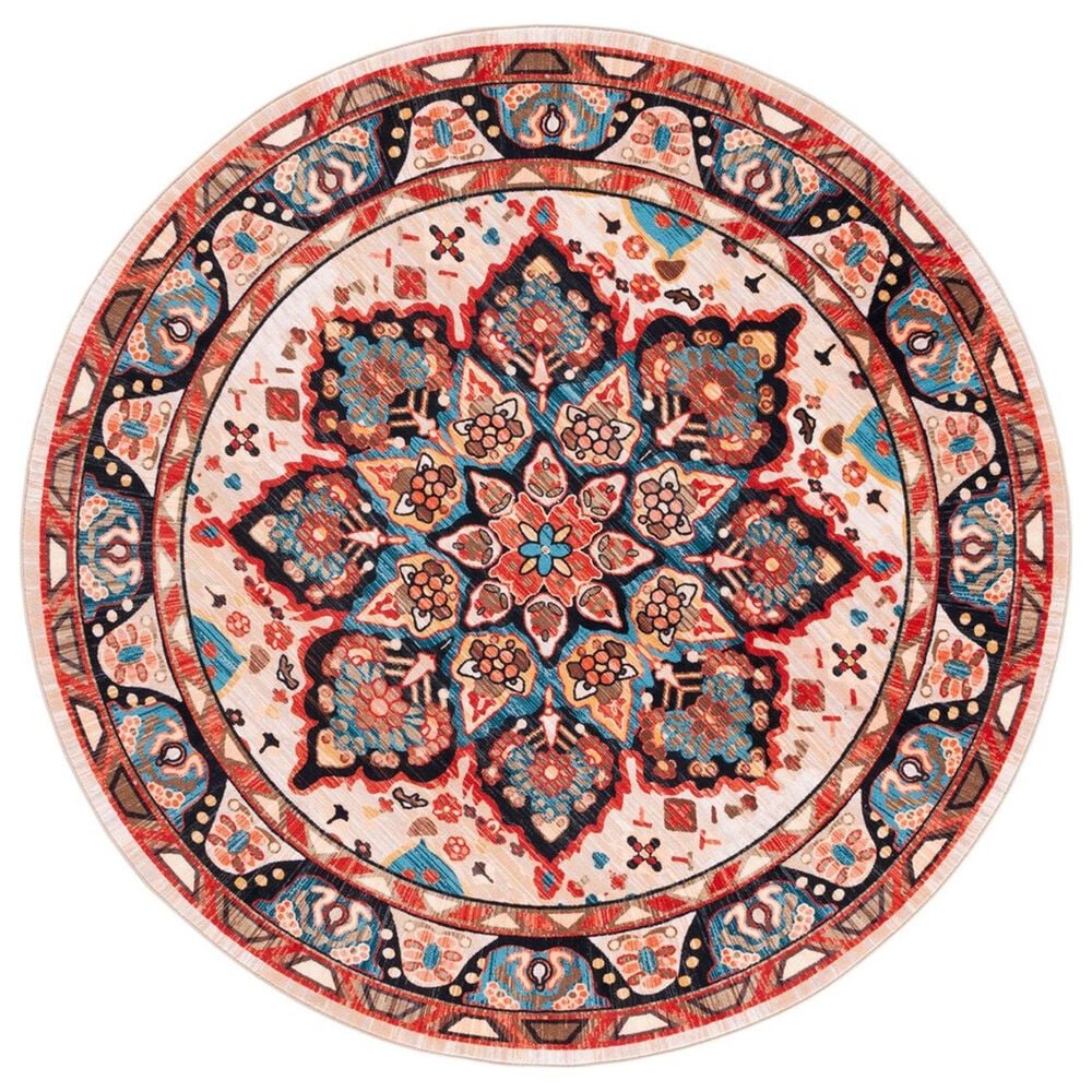 Safavieh Riviera 6'7" Round Blue and Beige Area Rug