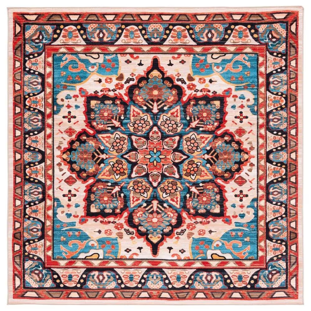 Safavieh Riviera 6'7" Square Blue and Beige Area Rug