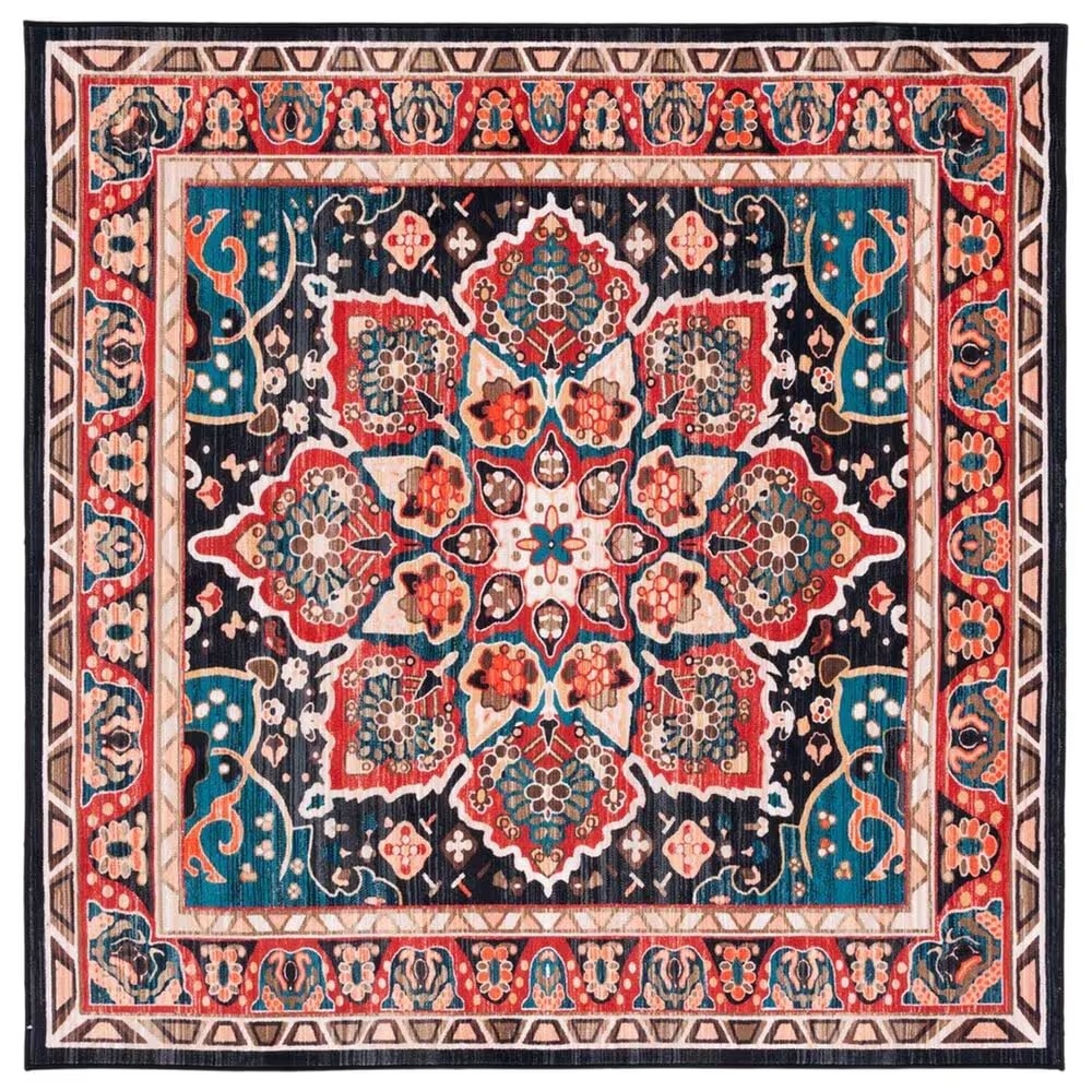 Safavieh Riviera 6'7" Square Red and Navy Area Rug