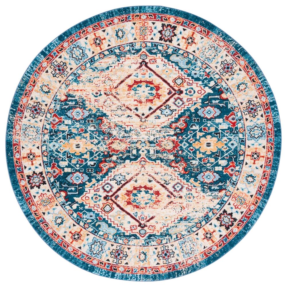 Safavieh Riviera 6'7" Round Blue and Gold Area Rug