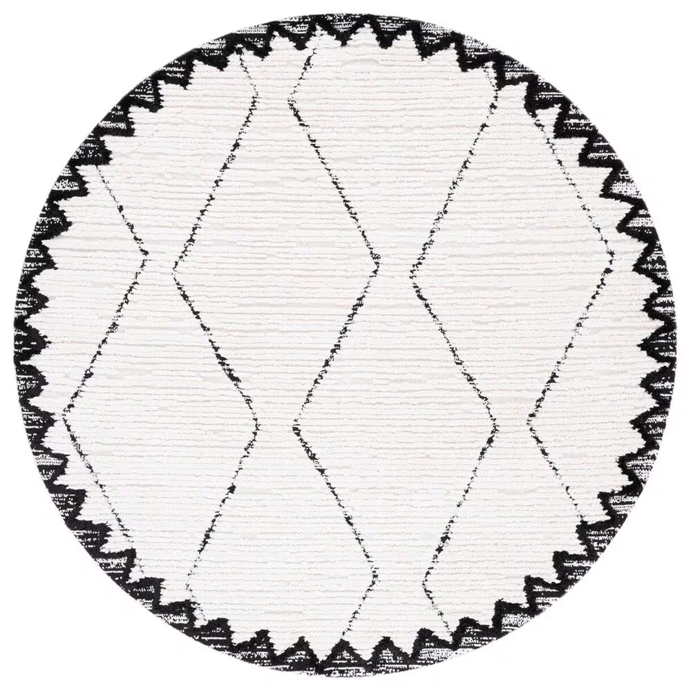 Safavieh Marrakesh MRK536A 6'7" Round Ivory and Anthracite Area Rug